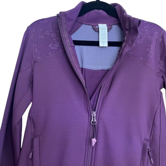 Ivivva by Lululemon Girls Plum Purple Full Zip Jacket with Floral Shimmer Size 7 - Picture 5 of 8